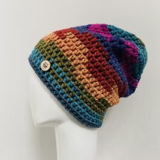 Gruba czapka beanie smerf kolorowa szydełkowa
