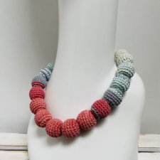 Korale szydełkowe naszyjnik boho handmade bawełna