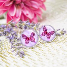 kolczyki różowe motyle