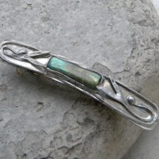 Zielonozłoty Labradoryt w listkach - klamra