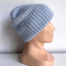 Ręcznie robiona czapka beanie AUREA 100% Baby Merino plus moher i jedwab 53/07 Rosa - od ręki