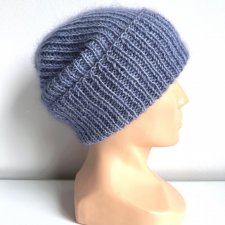 Ręcznie robiona czapka beanie AUREA 100% Baby Merino plus moher i jedwab 37/39 Jasna Lawenda - od ręki