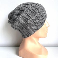 Czapka zimowa damska HELLI 100% Baby Merino 19 Szary - od ręki