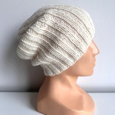 Czapka zimowa damska HELLI 100% Baby Merino 02 Ecru - od ręki