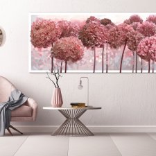 Obraz na płotnie do salonu - KWIATY HORTENSJI W RÓŻU 150x60cm 0360