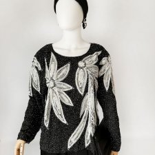 Biżuteryjna jedwabna bluzka vintage 80's