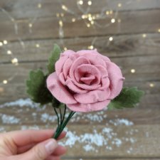 Różowa róża; kwiat z filcu; handmade