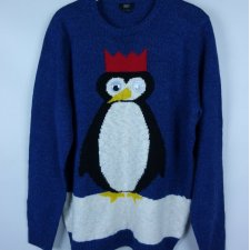 F&F zimowy sweter akryl pingwin / L