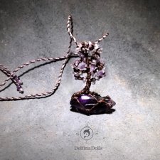 Drzewko Szczęścia Ametysty DRZEWO ŻYCIA Yggdrasil  mikromakrama delfinadolls