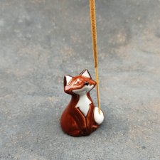 Porcelanowy rudy LISEK stojak na kadzidełko ozdobny, uroczy prezent ~ Slavic Porcelain by DelfinaDolls ~