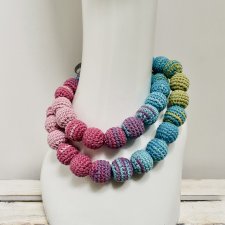 Korale szydełkowe naszyjnik boho handmade bawełna