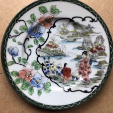Japoński ręcznie malowany porcelanowy talerzyk cudo sztuki orientu