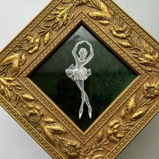 Miniatura w złoconej ramie ❀ڿڰۣ❀ Koronkowa baletnica ❀ڿڰۣ❀ Efektowny obrazek