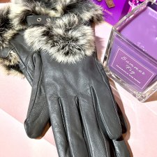 Eleganckie rękawiczki ze skórki z futerkiem