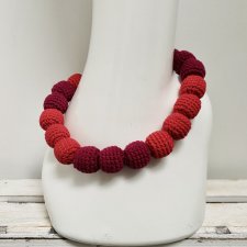 Czerwone korale szydełkowe naszyjnik handmade