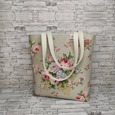 Torebka damska shopper torebka na ramię zamykana gobelin - kwiaty 2
