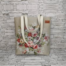 Torebka damska shopper torebka na ramię zamykana gobelin - kwiaty 3