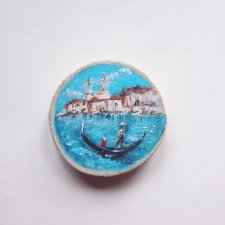 Magnes na lodówkę ręcznie malowany na drewnie Wenecja