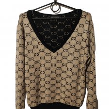 Beżowo-czarny sweter Cocomore