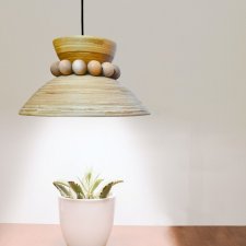 Lampa Wisząca Boho, Abażur Bambusowy, Drewniany