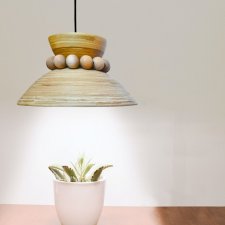 Lampa Wisząca Boho, Abażur Bambusowy, Drewniany