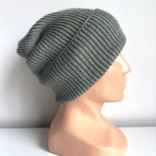 Beanie czapka z wełny merino VARELLA 100% Baby Merino 50 Zielona Szałwia - od ręki