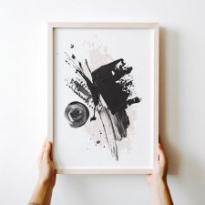 Nowoczesne plakaty abstrakcja Biało-czarna z różem  - format 40x50 cm