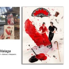 Obraz ręcznie malowany Hiszpania flamenco +rama