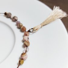 Naszyjnik Kate 1.0 na sznurku rodochrozyt, hematyt, kryształki