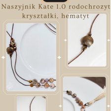 Naszyjnik Kate 1.0 na sznurku rodochrozyt, hematyt, kryształki