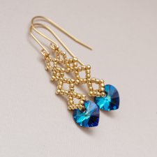 Kolczyki pozłacane serduszka Swarovskiego na Walentynki.