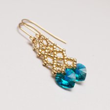 Kolczyki pozłacane serduszka Swarovskiego na Walentynki.