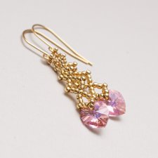 Kolczyki pozłacane serduszka Swarovskiego na Walentynki.