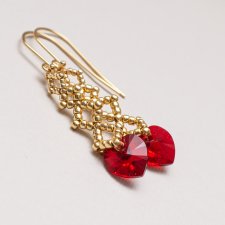 Kolczyki pozłacane serduszka Swarovskiego na Walentynki.