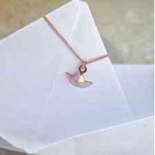 SMALL PAPER SHIP-naszyjnik  różowe złoto