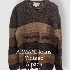 Armani Jeans vintage sweter brązowy męski wełna alpaka
