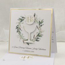 Kartka na komunię z ozdobną kopertą, LG 152B