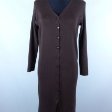 Primark prążkowana dzianinka sukienka midi rozpinana / M
