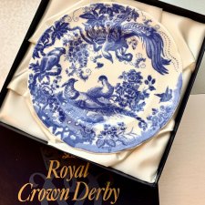 Luksusowy Royal Crown Derby 1984 ❀ڿڰۣ❀ Blue Aves ❀ڿڰۣ❀ Rajskie zdobienie