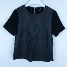 H&M bluzka ekoskóra black zip / 36