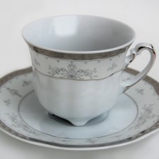 Porcelana Ćmielów, srebrzona filiżanka ze spodkiem, Bolero