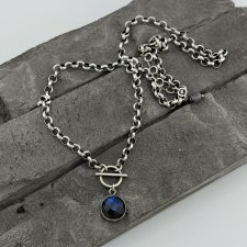 Labradoryt na grubym łańcuszku - naszyjnik