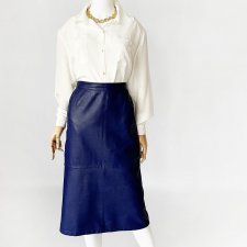 Kobaltowa skórzana spódnica vintage