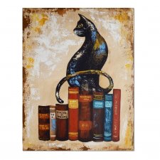 Kot Bibliofil, obraz ręcznie malowany