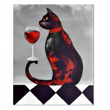 Kot Degustator 2, obraz malowany na płótnie