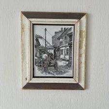 Vintage - Biało- Szara Ramka - stare drewno