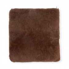 Poduszka dekoracyjna siedzisko kwadratowa brązowy wełniana skórzana naturalna