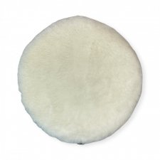 Poduszka dekoracyjna siedzisko okrągła biały wełniana skórzana naturalna
