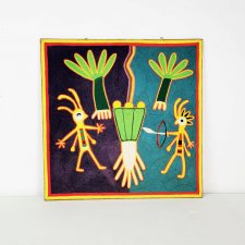 Obraz tkany włóczką, Huichol, Meksyk, lata 70.