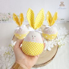 Króliczek jajo wielkanocne, dekoracja wiosenna, króliczek do koszyczka wielkanocnego, żółty